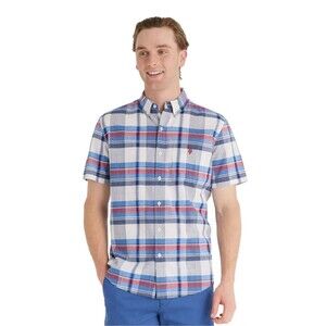 U.S. Polo Assn. Plaid Print Button Up Shirt by Stretch  Red White Blue Size XL
